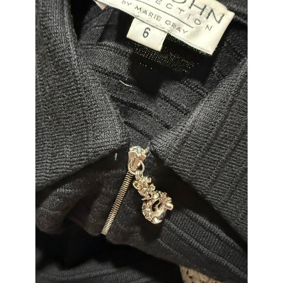 St. John Collection Marie Gray Jacket Blazer Zip Santana Knit Womens Sz 6 Black - Picture 9 of 12